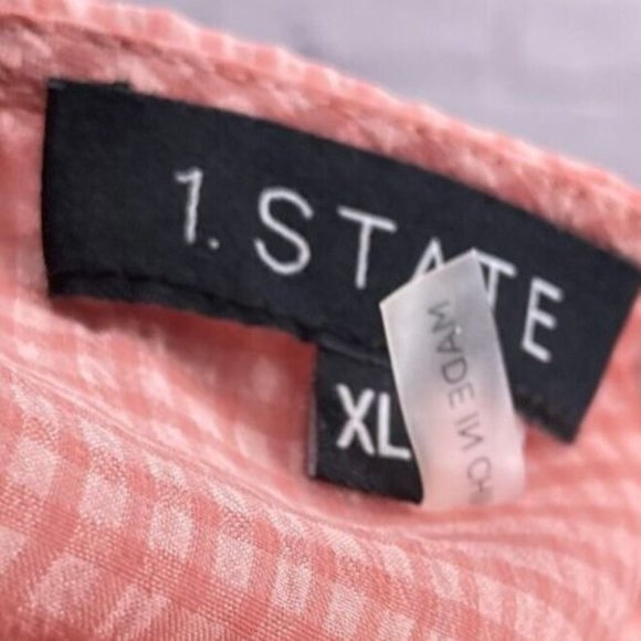 1.State Size XL Revolve Pink Sheer Gingham Check Ruffle Detail Trim Blouse Top - Picture 4 of 5